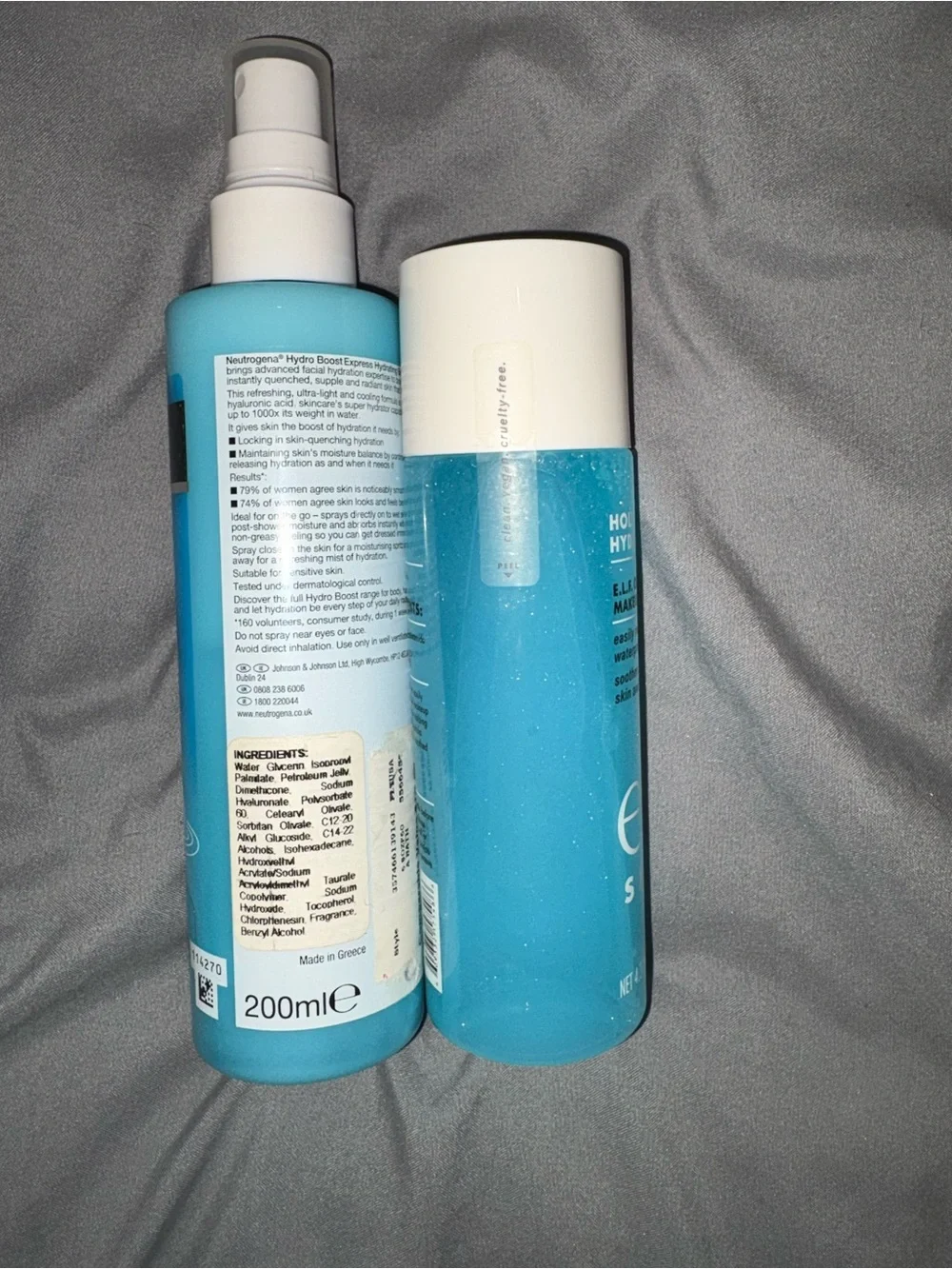 Neutrogena Hydro Boost Hydrating Body Spray/ Holy Hydration E.L.F off makeup Rem